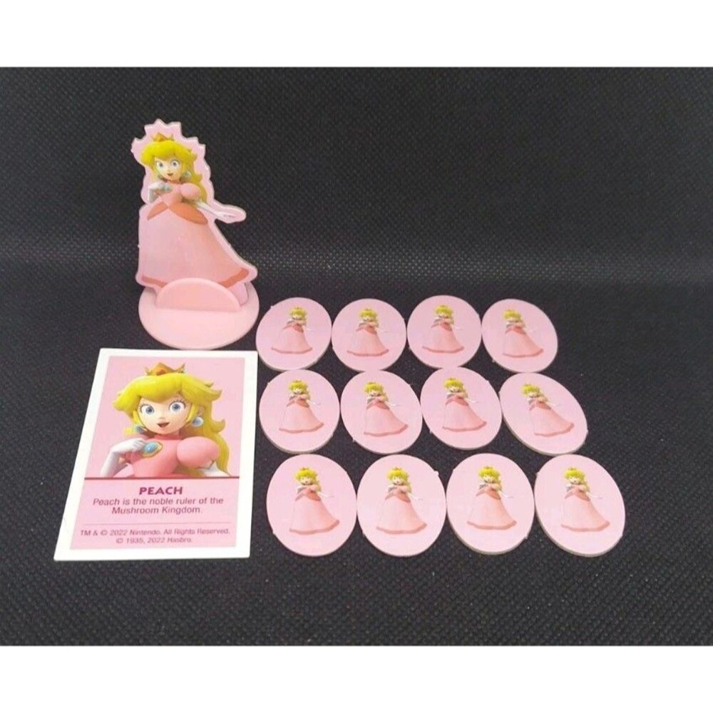 Monopoly Junior Super Mario Game Replacement Peach Token, Card, & 12 Sold Signs